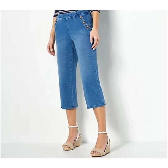 Belle by Kim Gravel Reg TripleLuxe Denim Wide Leg Medium Wash,Reg 6 - Picture 1 of 1